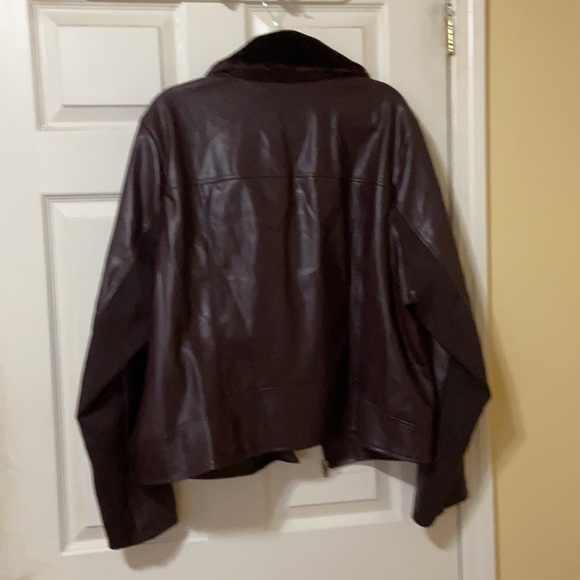 Faux-Leather Moto Jacket Removable Faux-Fur Collar - Picture 6 of 7